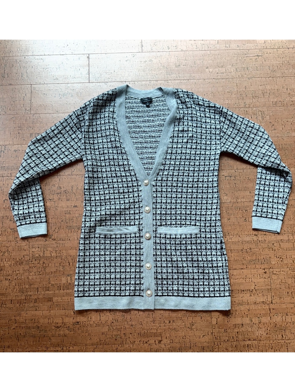 Talbots Petite 100% Merino Wool Tweed Long Cardigan Size P